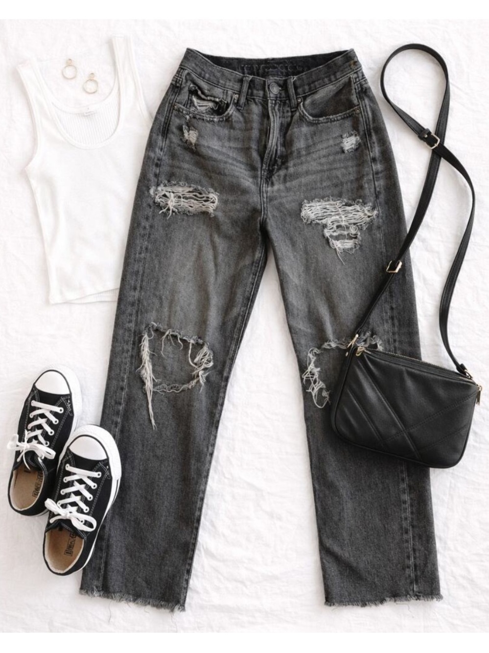 Distressed Boyfriend Jeans Womens 4 Short 26 Black Stretch Denim